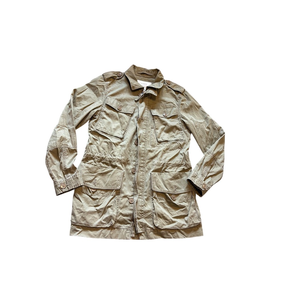 J.CREW Utility‎ Field Jacket Khaki Button Front Long Sleeve Women Size S